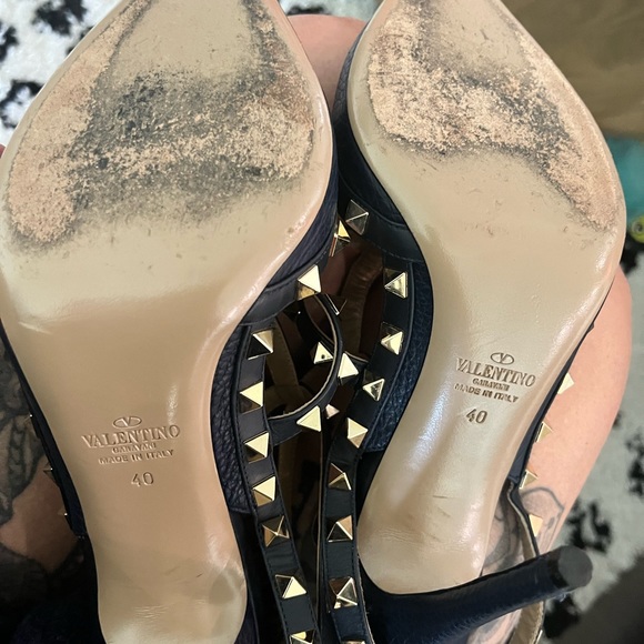 Valentino rock stud heels navy blue leather size 40 in original box. xtra studs - Picture 6 of 6
